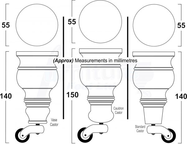 4x Wooden Furniture Sofa Legs M8 Castor Replacment Chair Settee Feet 150mm High - Image 3