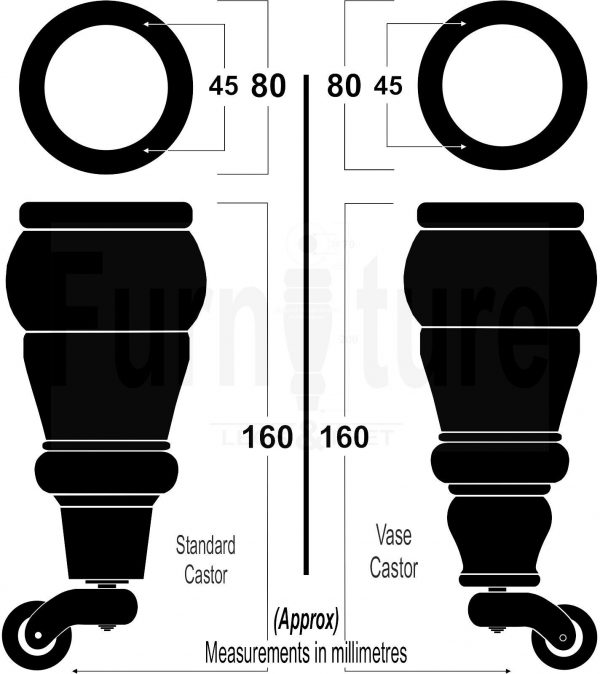 4x Wooden Furniture Sofa Legs M8 Castor Replacment Chair Settee Feet 160mm High - Image 3