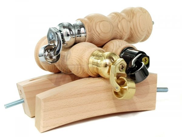 RAW WOODEN FURNITURE SETTEE LEGS M8 REPLACEMENT FEET 2 WITH CASTORS 215mm HIGH - Image 4