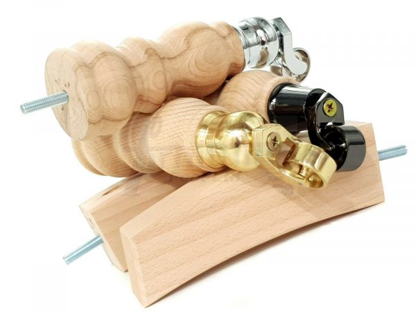 RAW WOODEN FURNITURE SETTEE LEGS M8 REPLACEMENT FEET 2 WITH CASTORS 215mm HIGH - Image 6