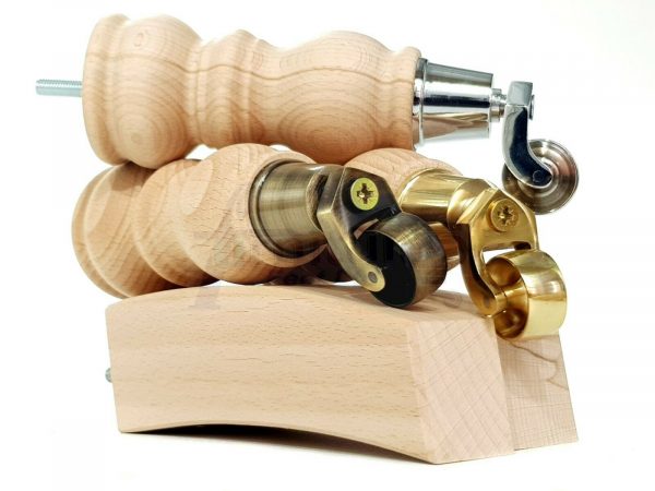 RAW WOODEN FURNITURE SETTEE LEGS M8 REPLACEMENT FEET 2 WITH CASTORS 215mm HIGH - Image 9