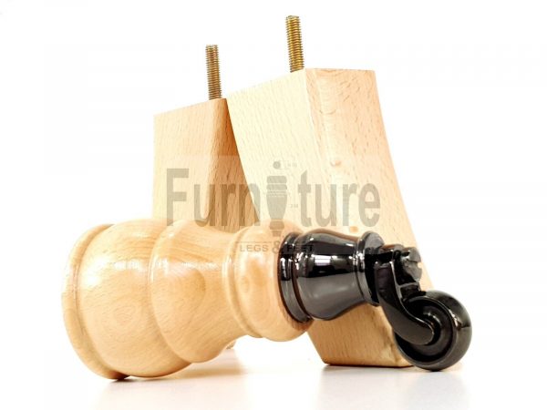 2x Wooden Castor Furniture Sofa Legs & 2x Curved M8 Chair Settee Feet 160mm High - Image 20