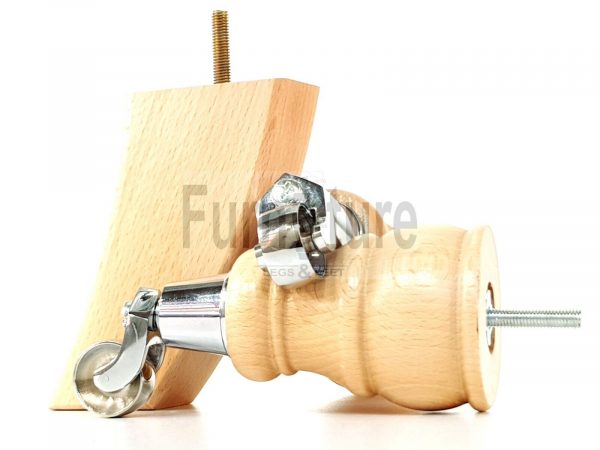 2x Wooden Castor Furniture Sofa Legs & 2x Curved M8 Chair Settee Feet 160mm High - Image 14