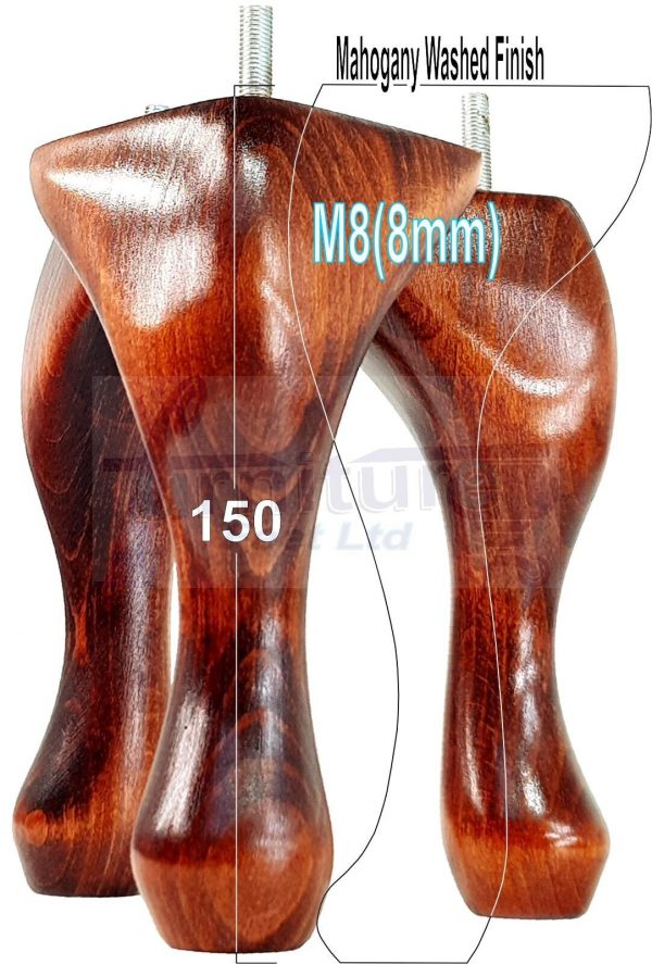4 Queen Anne Wood Chair Legs 150mm High Replacement Furniture Feet Sofas M8(8mm) - Image 18