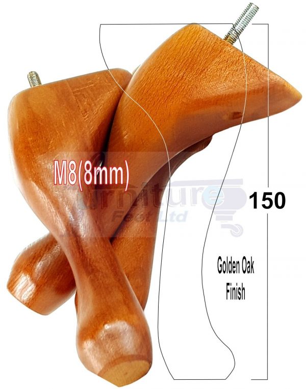 4 Queen Anne Wood Chair Legs 150mm High Replacement Furniture Feet Sofas M8(8mm) - Image 15