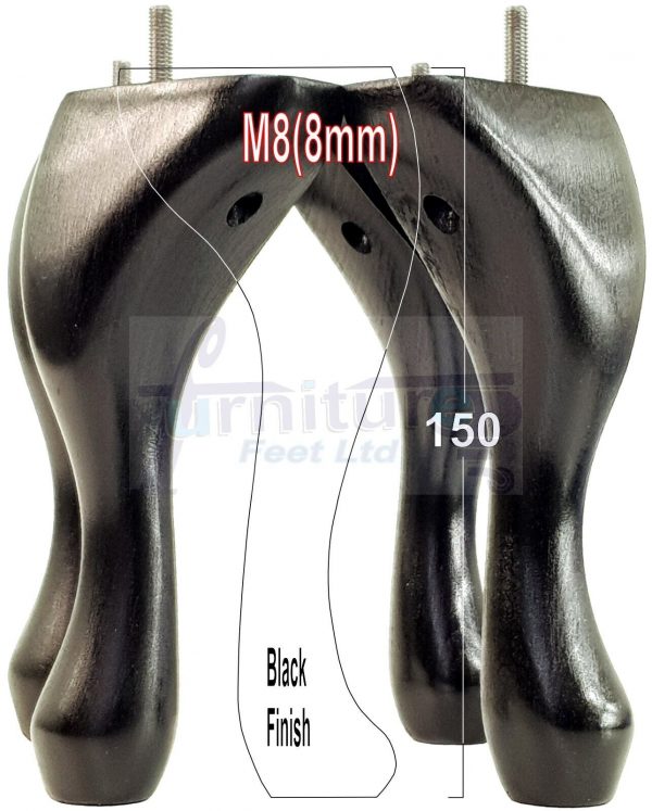 4 Queen Anne Wood Chair Legs 150mm High Replacement Furniture Feet Sofas M8(8mm) - Image 10