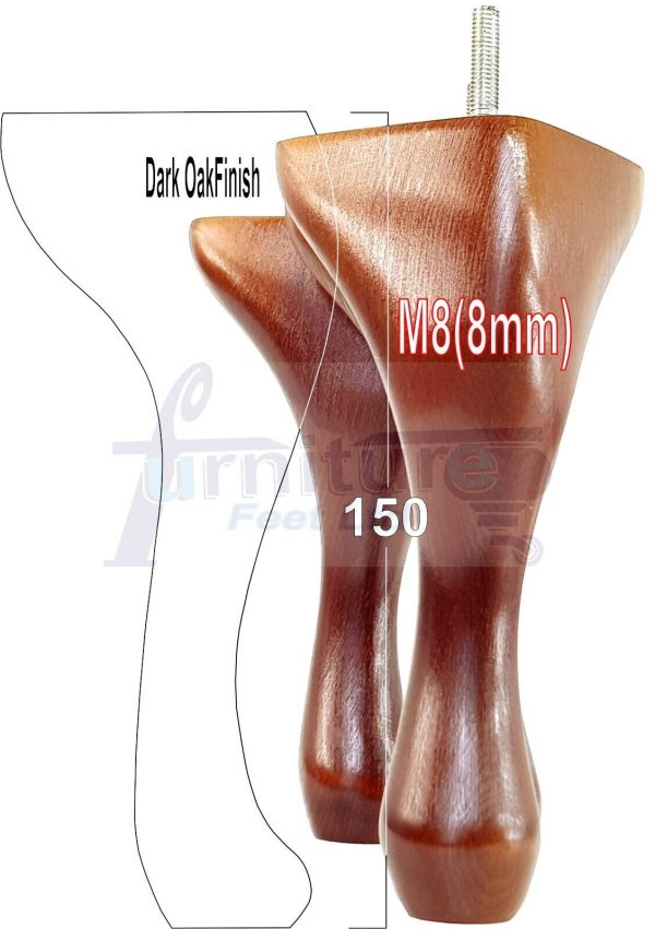 4 Queen Anne Wood Chair Legs 150mm High Replacement Furniture Feet Sofas M8(8mm) - Image 12