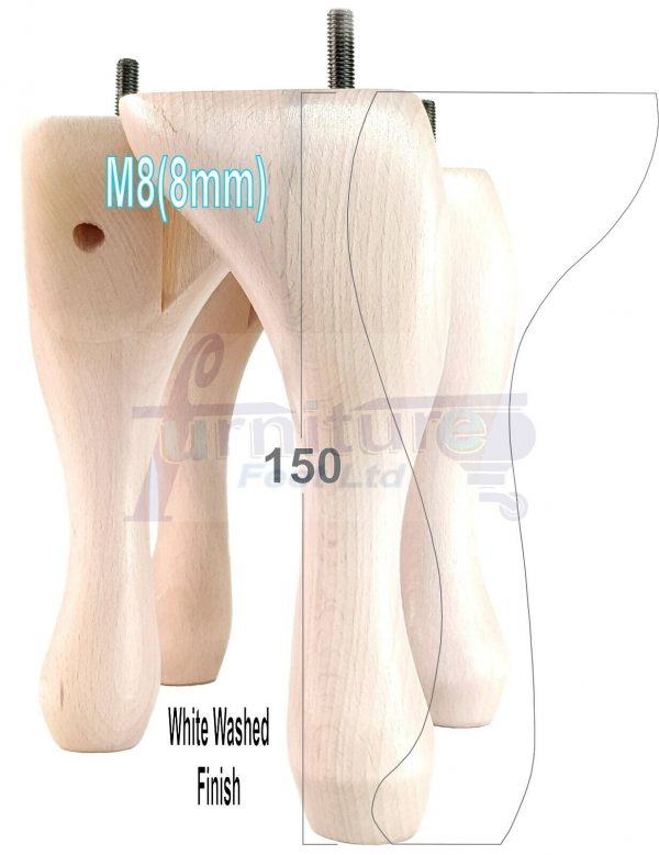 4 Queen Anne Wood Chair Legs 150mm High Replacement Furniture Feet Sofas M8(8mm) - Image 35