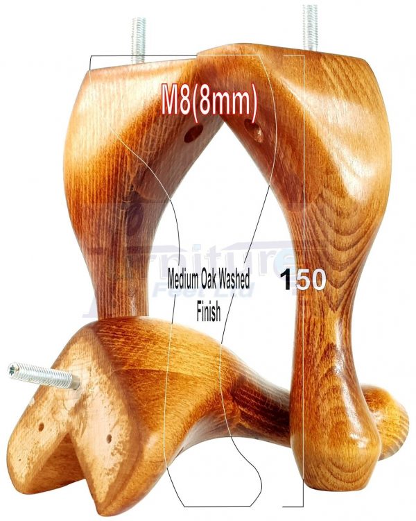 4 Queen Anne Wood Chair Legs 150mm High Replacement Furniture Feet Sofas M8(8mm) - Image 16