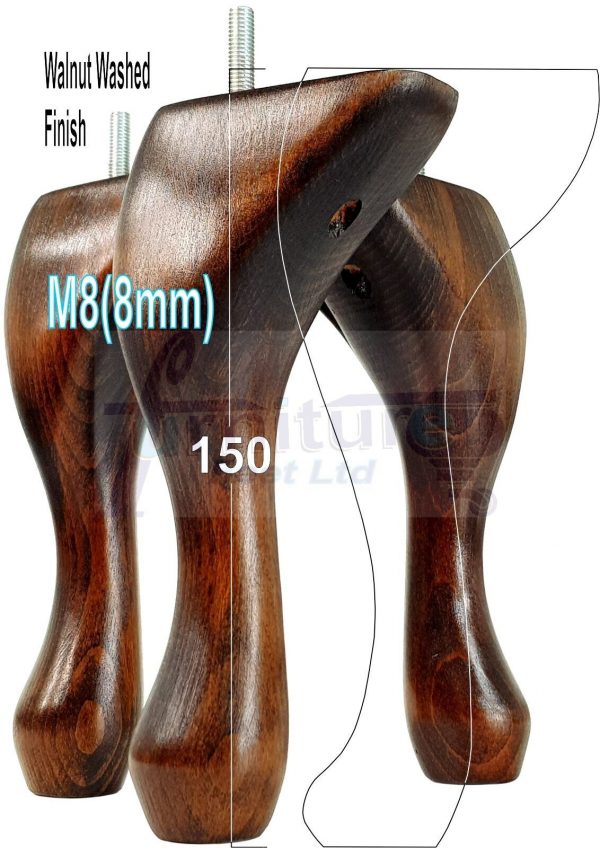 4 Queen Anne Wood Chair Legs 150mm High Replacement Furniture Feet Sofas M8(8mm) - Image 14