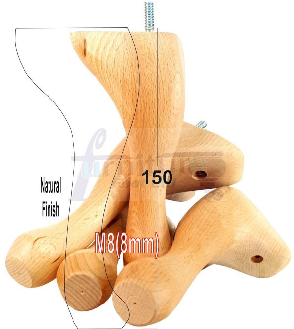 4 Queen Anne Wood Chair Legs 150mm High Replacement Furniture Feet Sofas M8(8mm) - Image 20