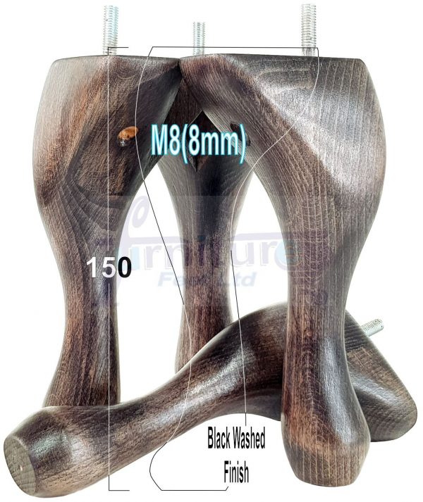 4 Queen Anne Wood Chair Legs 150mm High Replacement Furniture Feet Sofas M8(8mm) - Image 11