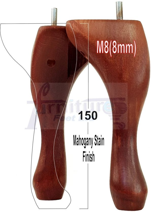 4 Queen Anne Wood Chair Legs 150mm High Replacement Furniture Feet Sofas M8(8mm) - Image 32