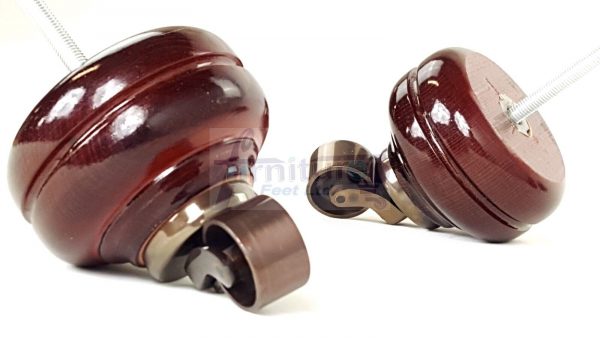 4 Turned Bun Wood Furniture Sofa Chair Legs M8 Replacement Castor Feet 95mm High - Image 17
