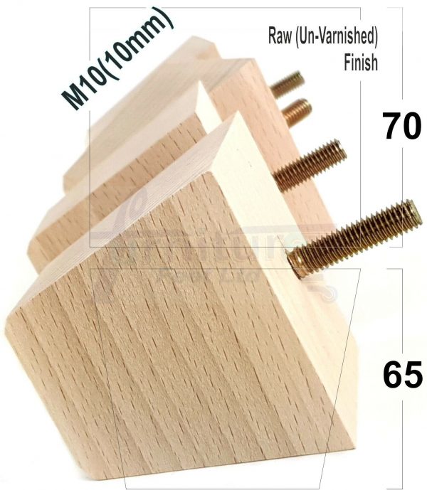 4x REPLACEMENT WOOD FURNITURE SOFA LEGS M10(10mm) CHAIR - SETTEE FEET 65mm HIGH - Image 28