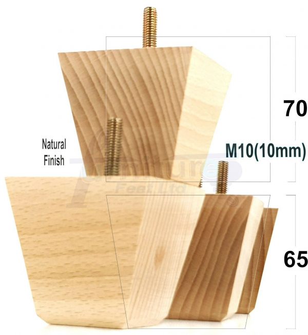 4x REPLACEMENT WOOD FURNITURE SOFA LEGS M10(10mm) CHAIR - SETTEE FEET 65mm HIGH - Image 24