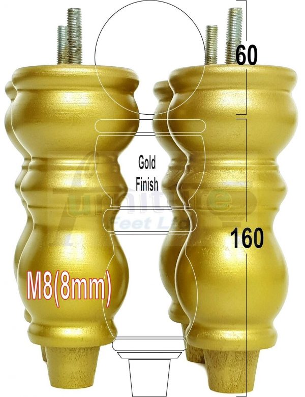 4x Solid Wood Furniture Legs M8(8mm) Chair Replacement Turned Bun Feet 160mm High - Image 20