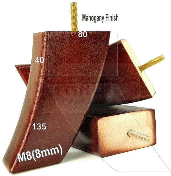 4x TAPERED WOODEN SOFA LEGS 135mm High CHAIR REPLACEMENT FURNITURE FEET M8(8mm) - Image 21