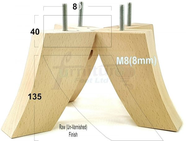 4x TAPERED WOODEN SOFA LEGS 135mm High CHAIR REPLACEMENT FURNITURE FEET M8(8mm) - Image 23