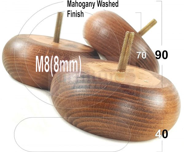 4x WOOD FURNITURE CHAIR LEGS M8(8mm) REPLACEMENT SOFA / SETTEE FEET 40mm HIGH - Image 22