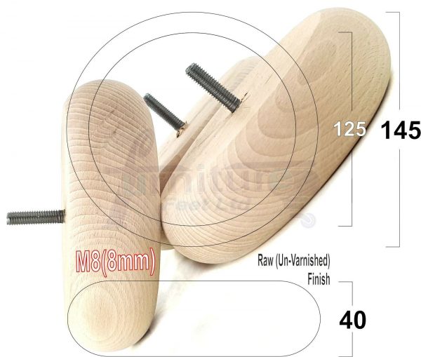 4x WOOD FURNITURE CHAIR LEGS M8(8mm) REPLACEMENT SOFA / SETTEE FEET 40mm HIGH - Image 64