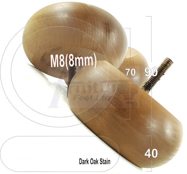 4x WOOD FURNITURE CHAIR LEGS M8(8mm) REPLACEMENT SOFA / SETTEE FEET 40mm HIGH - Image 27