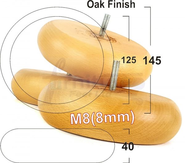 4x WOOD FURNITURE CHAIR LEGS M8(8mm) REPLACEMENT SOFA / SETTEE FEET 40mm HIGH - Image 60