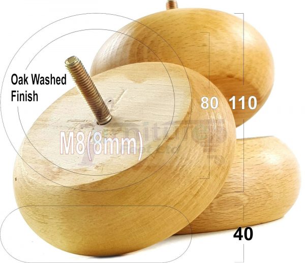 4x WOOD FURNITURE CHAIR LEGS M8(8mm) REPLACEMENT SOFA / SETTEE FEET 40mm HIGH - Image 43