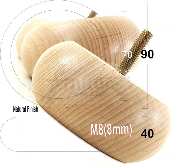 4x WOOD FURNITURE CHAIR LEGS M8(8mm) REPLACEMENT SOFA / SETTEE FEET 40mm HIGH - Image 24