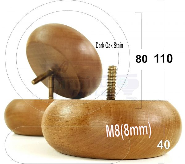 4x WOOD FURNITURE CHAIR LEGS M8(8mm) REPLACEMENT SOFA / SETTEE FEET 40mm HIGH - Image 44