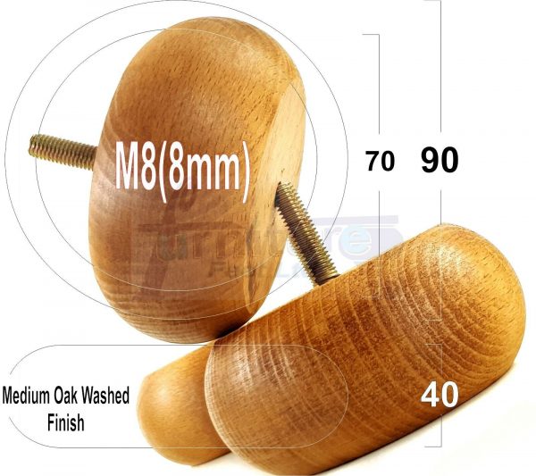 4x WOOD FURNITURE CHAIR LEGS M8(8mm) REPLACEMENT SOFA / SETTEE FEET 40mm HIGH - Image 23