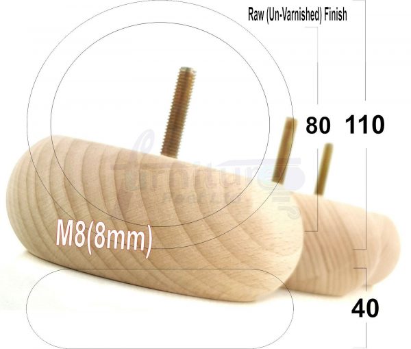 4x WOOD FURNITURE CHAIR LEGS M8(8mm) REPLACEMENT SOFA / SETTEE FEET 40mm HIGH - Image 46