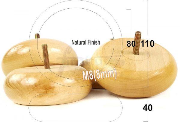 4x WOOD FURNITURE CHAIR LEGS M8(8mm) REPLACEMENT SOFA / SETTEE FEET 40mm HIGH - Image 41