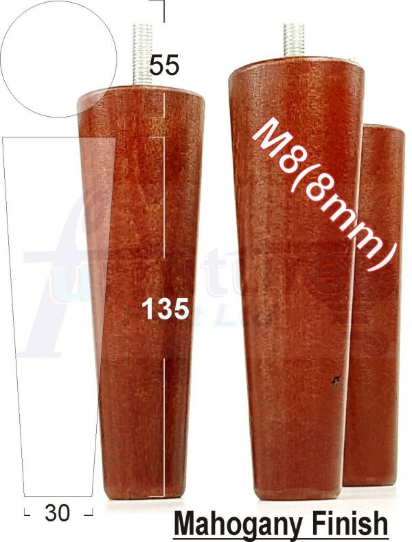 4x WOOD REPLACEMENT FURNITURE CHAIR LEGS M8(8mm) SOFA - SETTEE FEET 135mm HIGH - Image 24