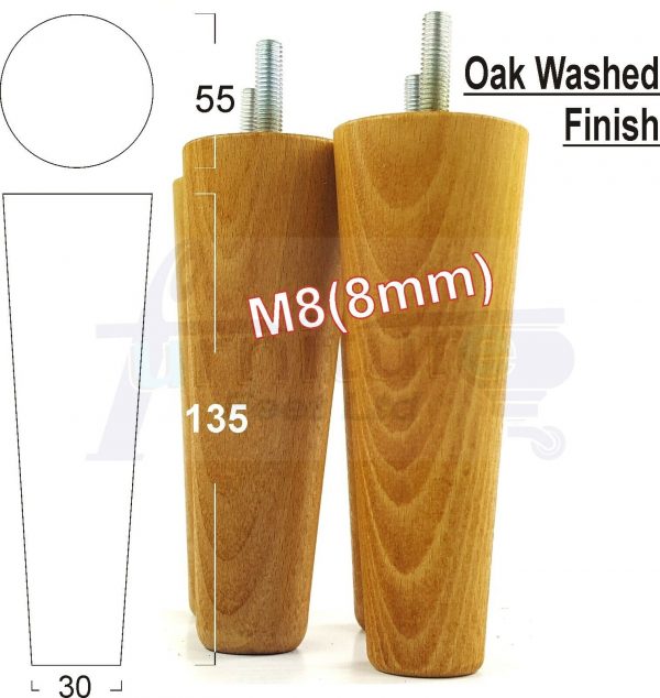 4x WOOD REPLACEMENT FURNITURE CHAIR LEGS M8(8mm) SOFA - SETTEE FEET 135mm HIGH - Image 29