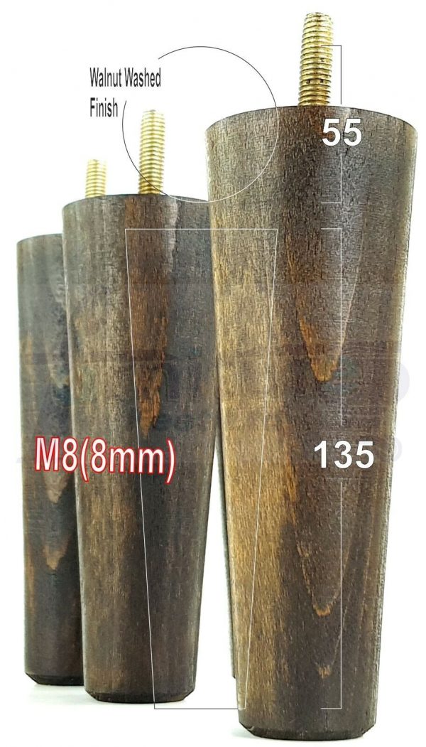 4x WOOD REPLACEMENT FURNITURE CHAIR LEGS M8(8mm) SOFA - SETTEE FEET 135mm HIGH - Image 21