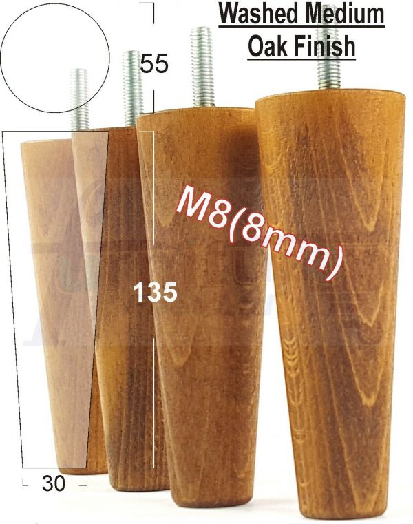 4x WOOD REPLACEMENT FURNITURE CHAIR LEGS M8(8mm) SOFA - SETTEE FEET 135mm HIGH - Image 26
