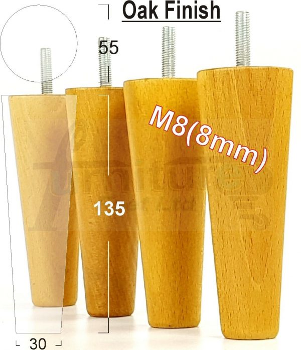 4x WOOD REPLACEMENT FURNITURE CHAIR LEGS M8(8mm) SOFA - SETTEE FEET 135mm HIGH - Image 27
