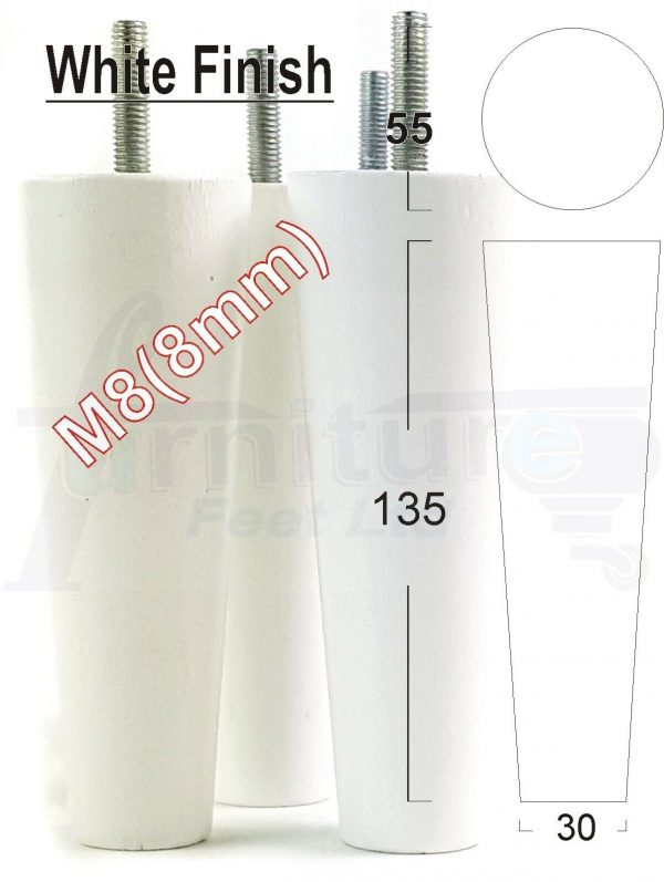 4x WOOD REPLACEMENT FURNITURE CHAIR LEGS M8(8mm) SOFA - SETTEE FEET 135mm HIGH - Image 34
