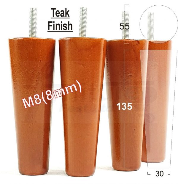 4x WOOD REPLACEMENT FURNITURE CHAIR LEGS M8(8mm) SOFA - SETTEE FEET 135mm HIGH - Image 33