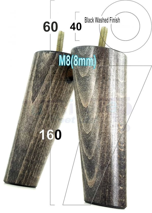4x WOODEN ANGLED SOFA LEGS 160mm High CHAIR FURNITURE REPLACEMENT FEET M8(8mm) - Image 16