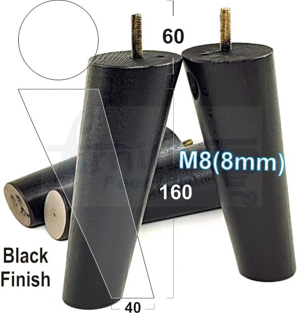 4x WOODEN ANGLED SOFA LEGS 160mm High CHAIR FURNITURE REPLACEMENT FEET M8(8mm) - Image 15
