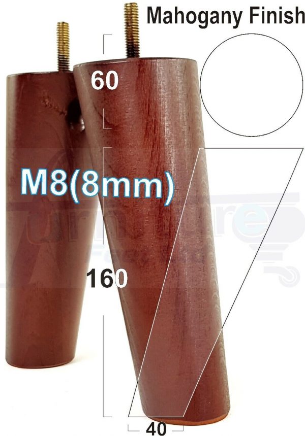 4x WOODEN ANGLED SOFA LEGS 160mm High CHAIR FURNITURE REPLACEMENT FEET M8(8mm) - Image 23