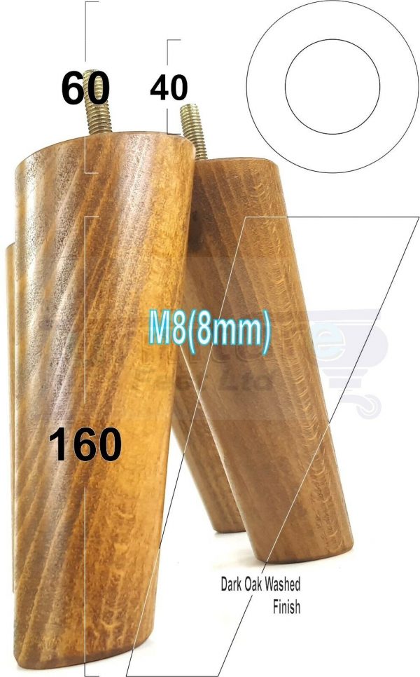4x WOODEN ANGLED SOFA LEGS 160mm High CHAIR FURNITURE REPLACEMENT FEET M8(8mm) - Image 18