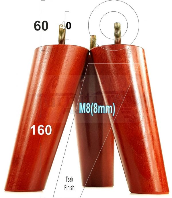 4x WOODEN ANGLED SOFA LEGS 160mm High CHAIR FURNITURE REPLACEMENT FEET M8(8mm) - Image 29