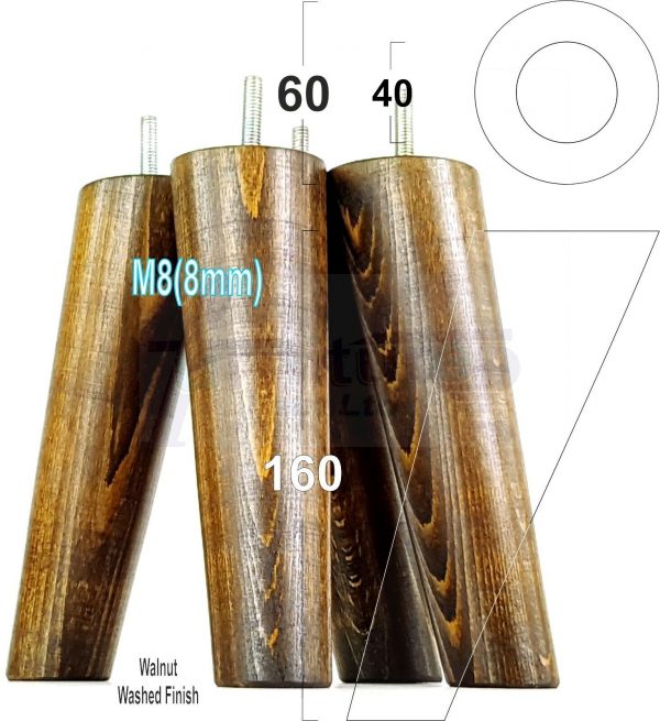 4x WOODEN ANGLED SOFA LEGS 160mm High CHAIR FURNITURE REPLACEMENT FEET M8(8mm) - Image 20