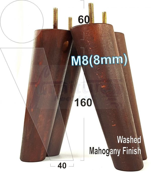 4x WOODEN ANGLED SOFA LEGS 160mm High CHAIR FURNITURE REPLACEMENT FEET M8(8mm) - Image 24
