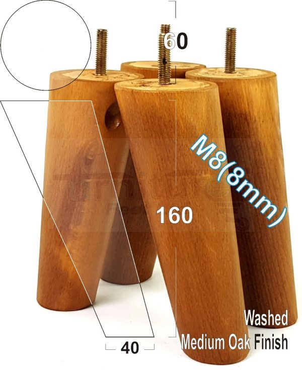 4x WOODEN ANGLED SOFA LEGS 160mm High CHAIR FURNITURE REPLACEMENT FEET M8(8mm) - Image 22