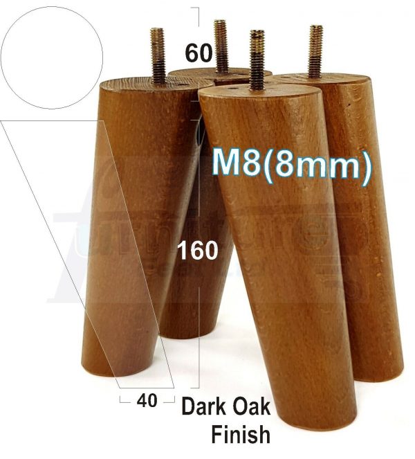 4x WOODEN ANGLED SOFA LEGS 160mm High CHAIR FURNITURE REPLACEMENT FEET M8(8mm) - Image 17