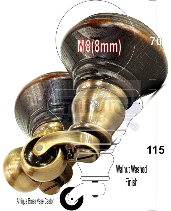 4x Wooden Furniture Sofa Legs M8 Castor Replacment Chair Settee Feet 125mm High - Image 18